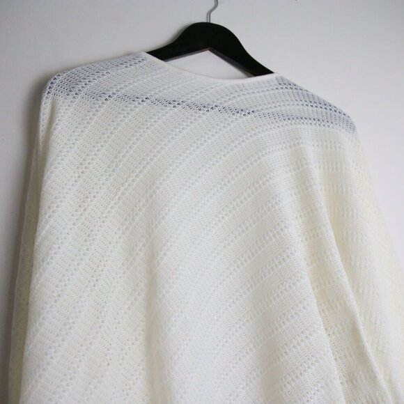 Calvin Klein Pointelle Knit Ruana Overlay Beach Wrap Cream White One Size - Picture 5 of 5